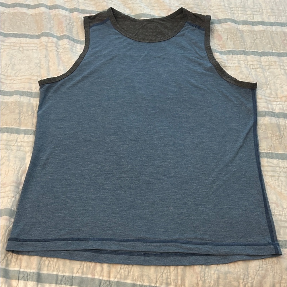 Lululemon Men's Blue and Gray Sleeveless Shirt